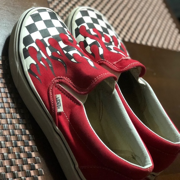 red flame vans slip on